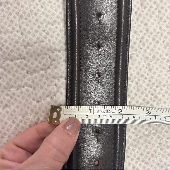 Per Se Women’s Brown Leather Belt Brass Buckle Sz S Vintage 90's - Picture 7 of 8